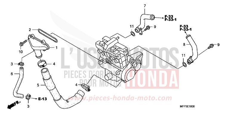 WASSERROHR von CB1300 Super Bold'or PEARL SUNBEAM WHITE (NHA66DF) von 2009